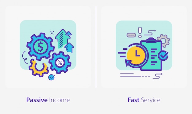 Icônes Commerciales Et Financières, Revenu Passif, Service Rapide