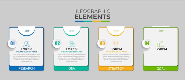 Icônes De Conception Infographique D'entreprise 4 Options Ou étapes Vecteur Premium