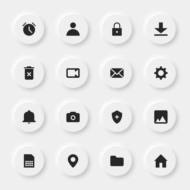 icônes de conception d'interface utilisateur définies pour le mobile, les applications et la conception Web