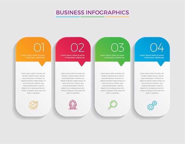 Icônes De Conception Et De Marketing Infographiques. Concept D'entreprise Avec 4 Options, étapes Ou Processus.