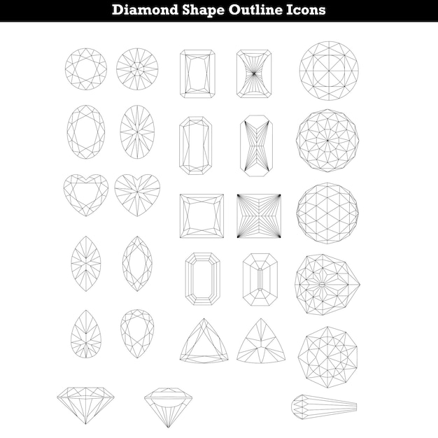 Icones De Contour En Forme De Diamant Et Dessins Vectoriels