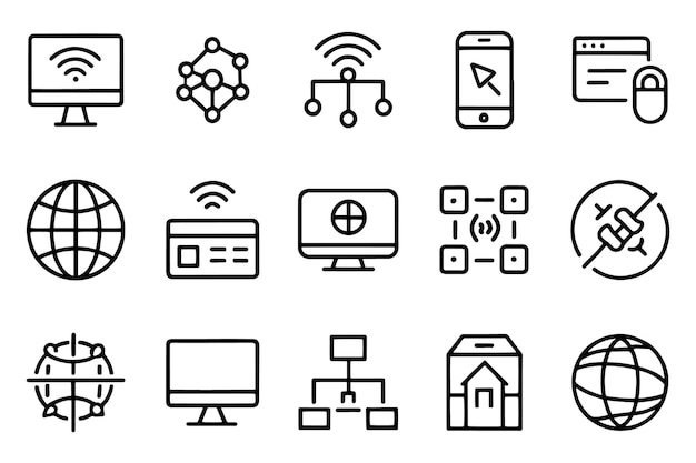 Les icônes de contours de traits modifiables liées au réseau Internet sont définies comme des illustrations vectorielles plates isolées sur fond blanc.