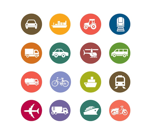 Icônes De Couleurs De Transport