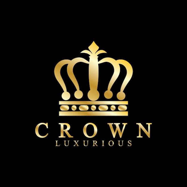 Icônes De Couronne D'or Reine Roi Couronnes D'or Luxe Logo Design Vector Sur Fond Noir