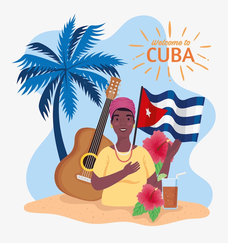 Vecteur icônes de cuba sur la plage