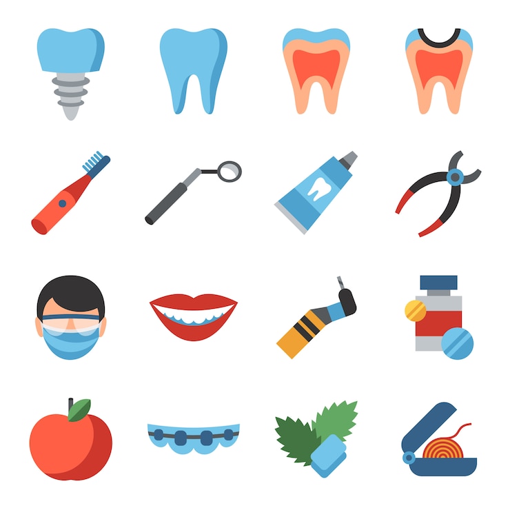 Vecteur icônes de la dentisterie et de la santé