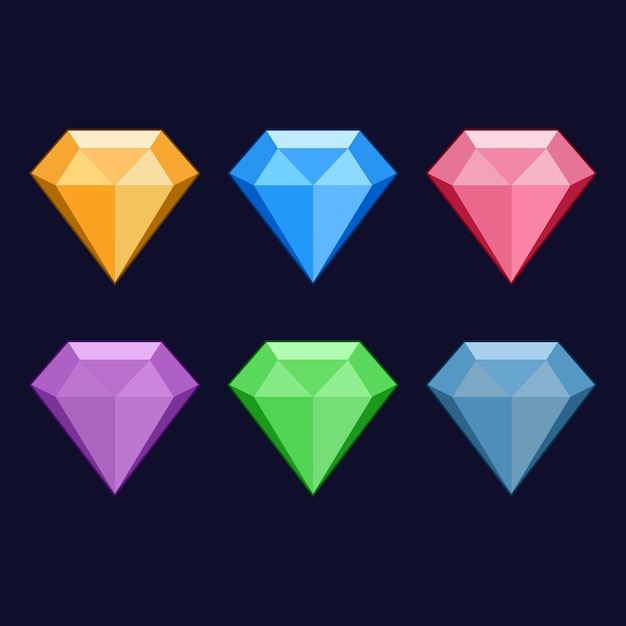 Icônes De Diamant Coloré 7 Atout De Jeu