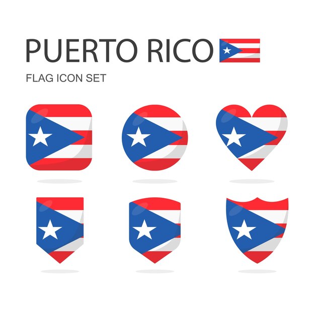 Vecteur les icônes de drapeau 3d de porto rico de 6 formes toutes isolées sur un fond blanc