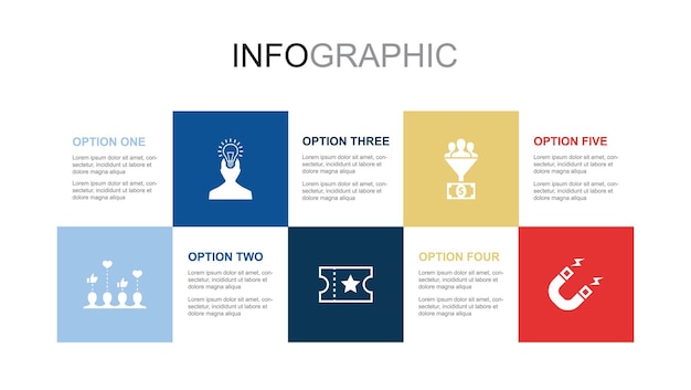 Icônes du centre de données de sauvegarde du site FTP du serveur Internet Modèle de mise en page de conception infographique Concept de présentation créative en 5 étapes