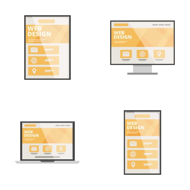 Les icônes du concept de conception Web réactif