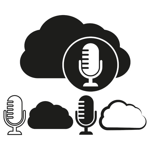 Les Icônes Du Concept De Podcast En Nuage Les Symboles De Streaming Audio En Ligne Microphone Avec Nuage