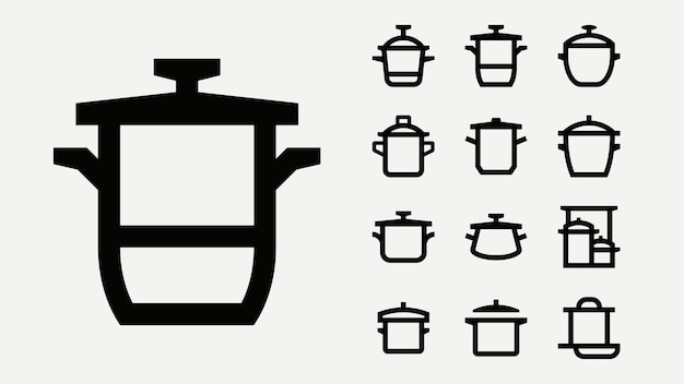 Vecteur icones du contour des casseroles