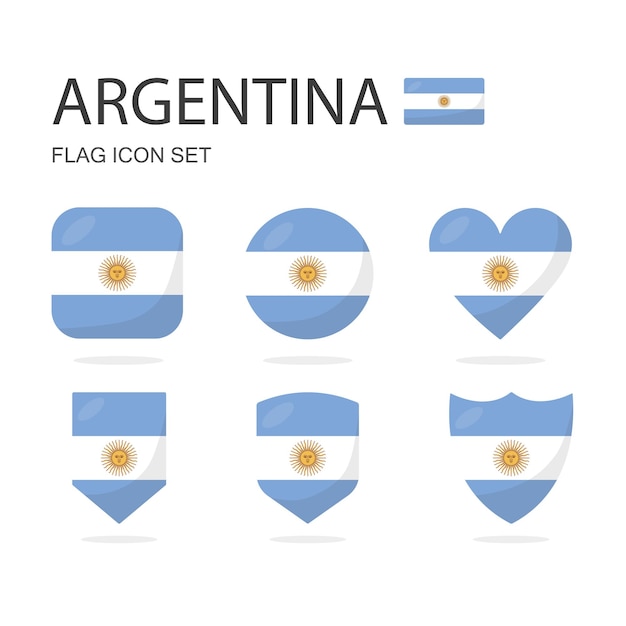 Vecteur les icônes du drapeau argentin en 3d de 6 formes toutes isolées sur un fond blanc