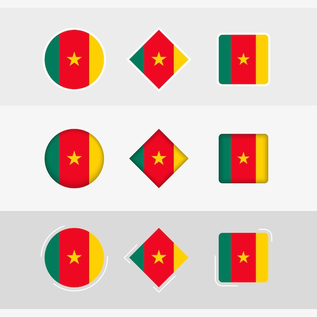 Vecteur les icônes du drapeau du cameroun définissent le drapeau vectoriel du cameroun