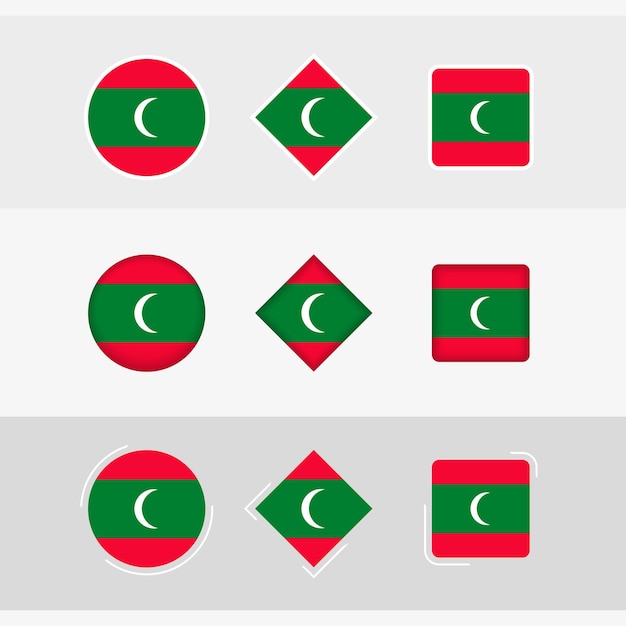 Vecteur les icônes du drapeau des maldives définissent le vecteur du drapeau des maldives