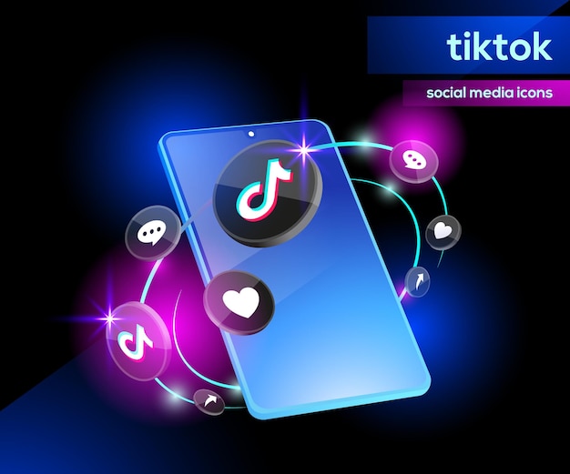 Icônes Du Logo Tiktok 3d Sophistiquées Avec Smartphone