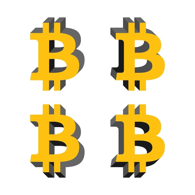 Icônes Du Logo De Volume Bitcoin Avec Différents Côtés