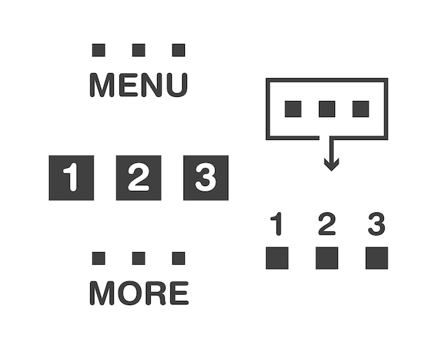 Les icônes du menu hamburger les boutons de la navigation de l'interface utilisateur de l'application mobile les éléments de conception de l'utilisateur les icônes de l'Interface
