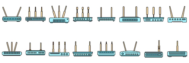 Vecteur les icônes du modem définissent la couleur vectorielle