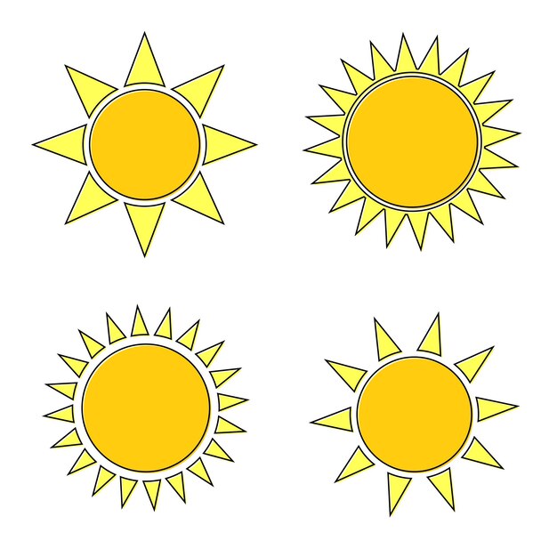 Les icônes du soleil définissent les symboles