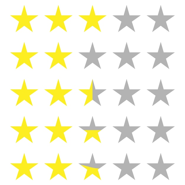 Icones du vecteur d'expérience client avec 3 et 4 étoiles de notation