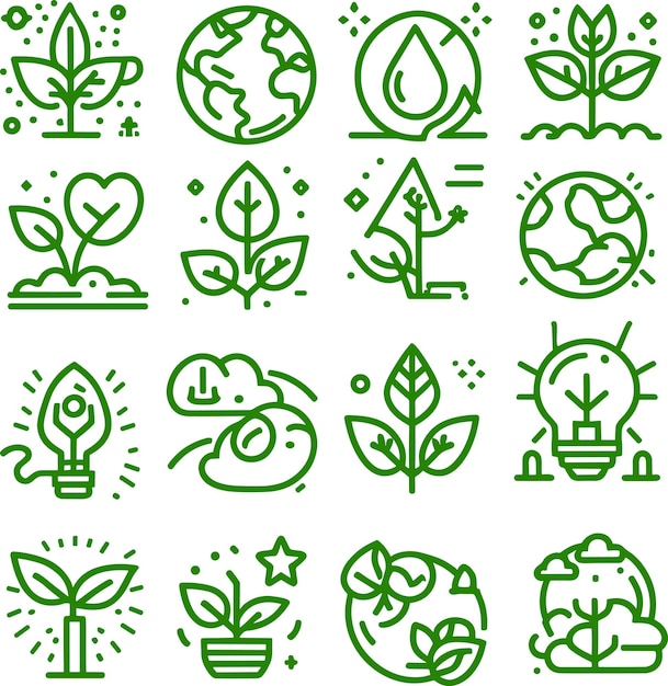 Vecteur les icônes d'écologie et les icônes de nature vector