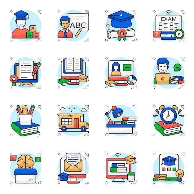 Les icônes de l'éducation et de l'apprentissage