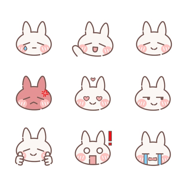 Icônes Emoji Lapin Mignon