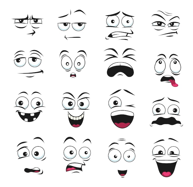 Icônes d'émoticônes vectorielles isolées d'expression de visage