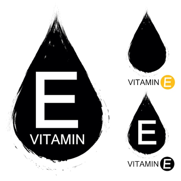 Les icônes de l'ensemble de vitamines E, les symboles isolés, l'illustration vectorielle