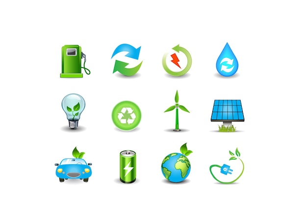 Icônes de l'environnement et de l'énergie verte