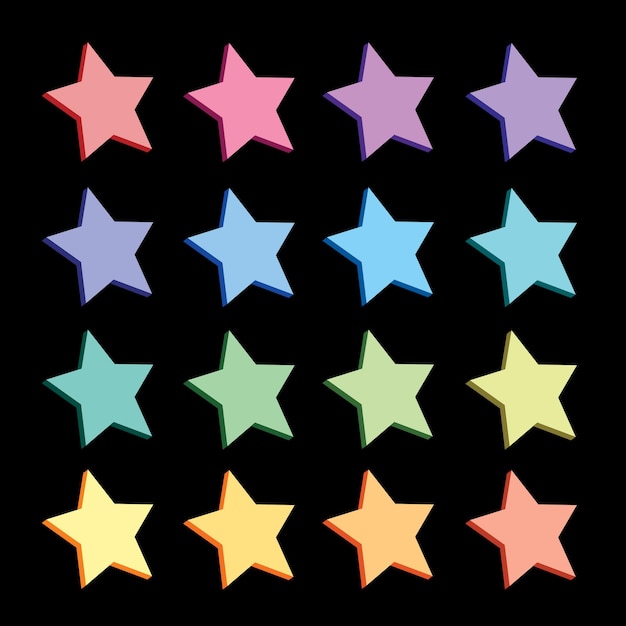 Icônes étoiles Colorées Sur Illustration Vectorielle Noir Vecteur gratuit