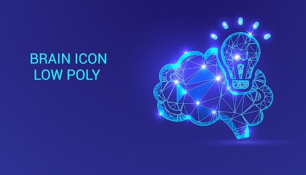 Icones à faible taux de polycervelle et d'esprit Réseau neural d'IA futuriste Concept d'innovation d'intelligence polygonale