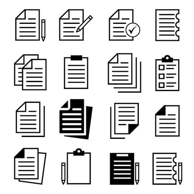 Les Icônes Des Fichiers Les Icône Des Documents En Papier Les Icôines Des Fichiers Linéaires