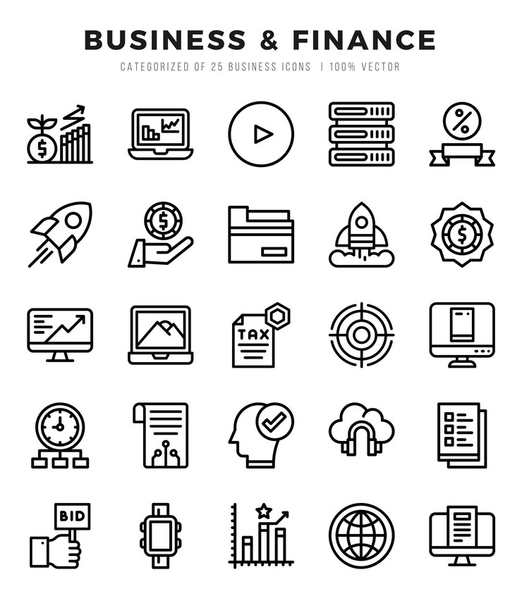 Vecteur icones de finances d'entreprise pack d'illustration vectorielle de style linéaire