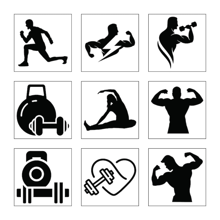 Vecteur les icônes de fitness et d'entraînement