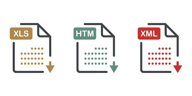 Vecteur icones de format de fichier définies informations de format texte du document