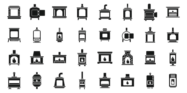 Icônes De Four Mis En Vecteur Simple Air Gaz Brûlure De Brique