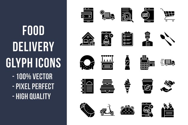Icônes de glyphe de livraison de nourriture