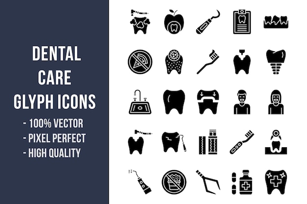 Icônes de glyphe de soins dentaires