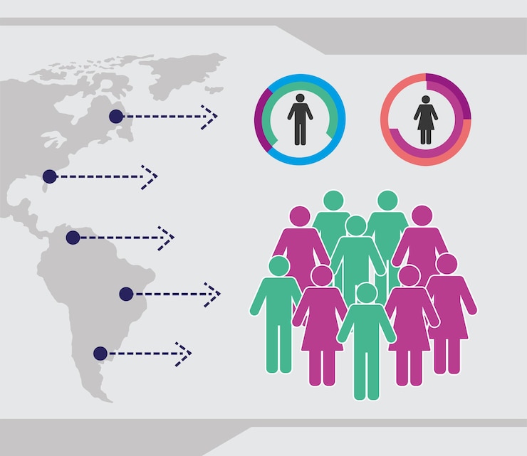 Vecteur icônes d'infographie de population de flèches