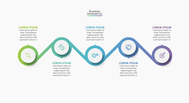 Icônes Infographiques De Chronologie De Visualisation De Données Commerciales Conçues Pour Le Modèle De Fond Abstrait