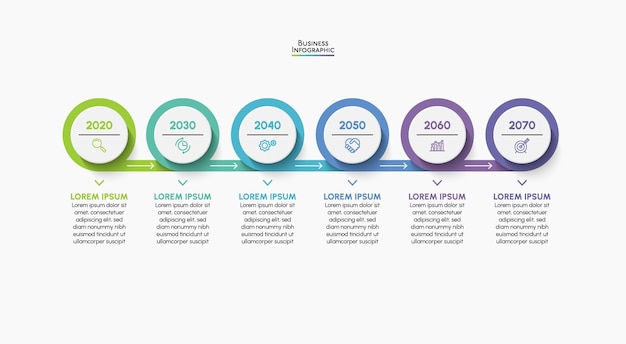 Icônes Infographiques De Chronologie De Visualisation De Données Commerciales Conçues Pour Le Modèle De Fond Abstrait