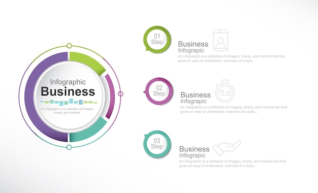 Icônes Infographiques De La Chronologie De La Visualisation Des Données D'entreprise Conçues Pour Le Modèle D'arrière-plan Abstrait