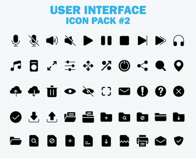 Vecteur icones de l'interface utilisateur web et des applications set vector ui collection d'icônes de glyphes solides