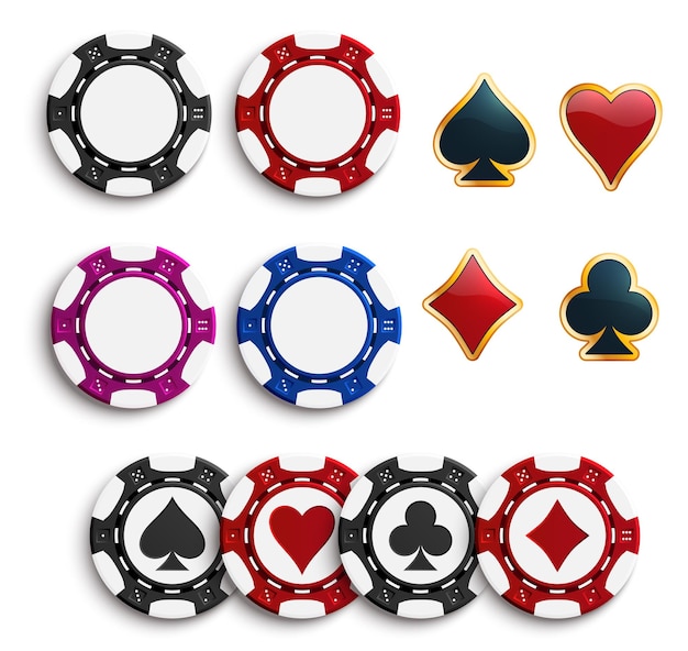 Vecteur icônes de jetons de jeu de poker de casino de vecteur