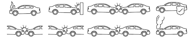 Icônes De Jeu D'accident De Voiture. Stock Illustration Vectorielle