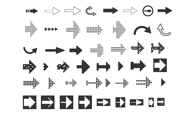 Icônes de jeu noir Icône de flècheIllustration vectorielle Collection de pointeurs de vecteur