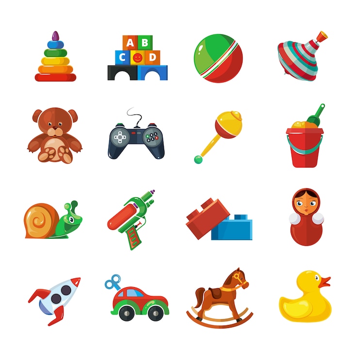 Vecteur icônes de jouets pour enfants isoler sur blanc