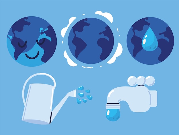 Vecteur icônes de la journée mondiale de l'eau